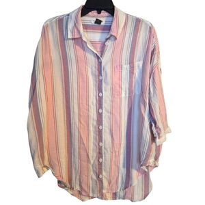 Pilcro And The Letterpress By Anthropologie Button Down Striped Blouse, Xs/S
